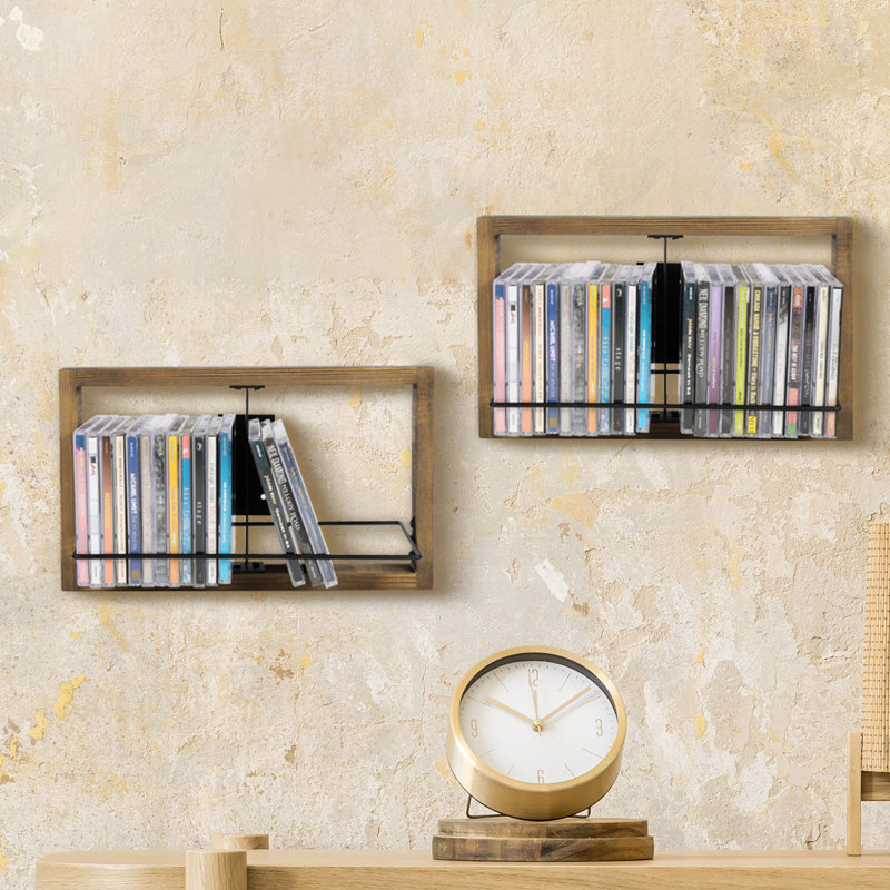 17 Stories Set Of 2 CD Multimedia Wall Mounted Dowel Rack Media Storage